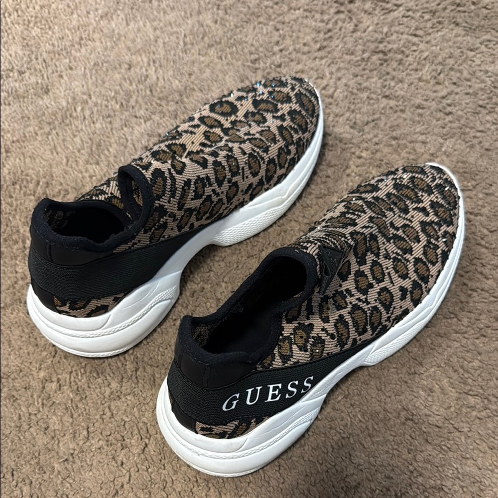 Guess Brown and Black Leopard Print Sneakers